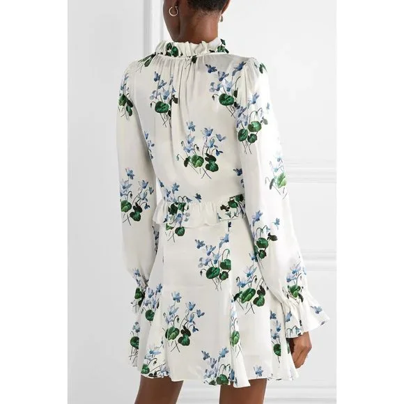 Les Reveries Ruffle Picnic Mini Dress Blue Daffodil